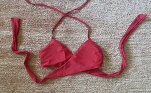 Aerie Red Wrap Scoop Bikini Top Removable Cups M thumbnail 1