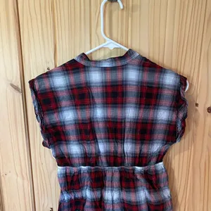 Red and Black Plaid Button-Up Dress thumbnail 5