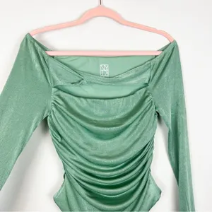 Not Yours To Keep‎ Marilla Bodysuit Long Sleeve Sage Green Revolve Size Medium thumbnail 5
