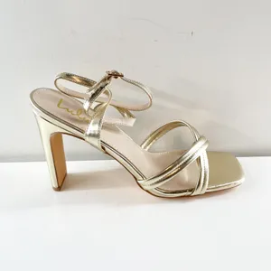 Lulus Milanii Square Toe Ankle Strap High Heel Sandals Metallic Gold 10 thumbnail 6