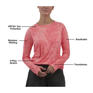 Reel Life Womens T-Shirt Size S Coral Long Sleeve UV Fishing Active Relaxed Fit thumbnail 4