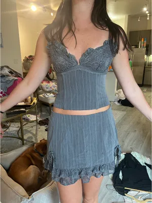 Princess Polly Gray Pinstripe Set thumbnail 1