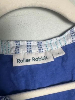 Roller Rabbit Blue Batik Sleeveless Pintuck Shift Dress S thumbnail 4