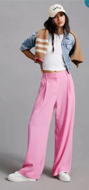 Anthropologie Exquise Garofano Wide Leg Pants Pink Size MP thumbnail 1