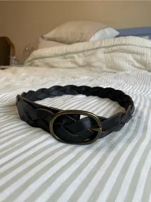 Gap Braided Genuine Leather Belt Size XS-M Dark Brown thumbnail 3