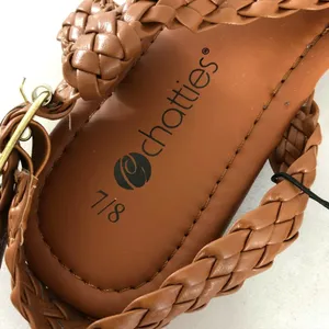 Chatties Womens Sandals Strappy Faux Leather Braided Brown Buckle Size 7-8 thumbnail 5