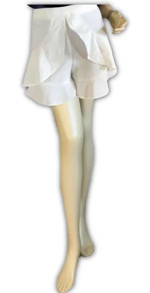 Aqua White Ruffle Accent High Waist Shorts Nwt (M) thumbnail 1