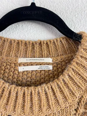 Anthropologie Women's Chunky Cropped Cable-Knit Bobble Balloon Sleeve Sweater thumbnail 3
