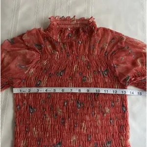 Free People Hello There Floral Sheer Mesh Mock Neck Bell Sleeve Blouse Sz S EUC thumbnail 11
