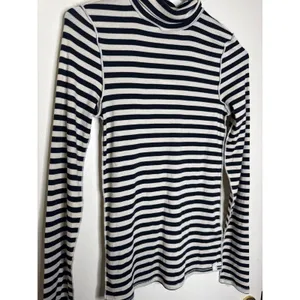 NWT Free People We The Free Good Good Stripe Turtleneck Top - Black Combo Size S thumbnail 3