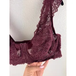 Cacique 40DD Burgundy Lace Balconette Bra Full Coverage Underwire Adjustable‎ thumbnail 2