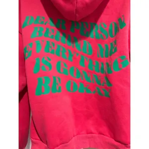 Edikted Womens Sherpa Lined Graphic Hoodie Pink Dear Person Behind Me Small thumbnail 4
