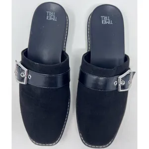 Time and Tru Women's Black Faux Suede Buckle Mules‎ Size 8 thumbnail 6