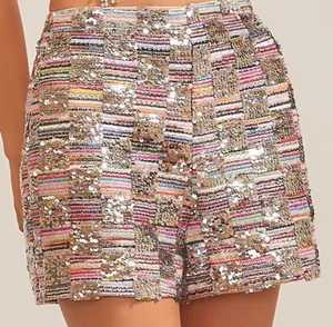 NWT Unique Rainbow Sequin And Tweed Hi Rise Shorts from Main Strip size small thumbnail 1