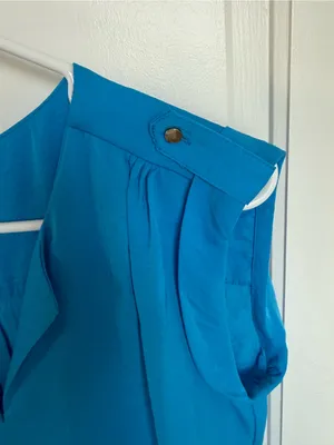 Milano Blue Sleeveless Blouse Button Shoulder‎ Detail Size M Size M thumbnail 4