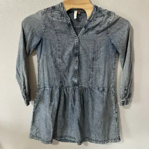 Anthropologie‎ Pilcro Denim Dress Lorelei Tunic Long Sleeve Pockets Boho Size 6 thumbnail 1