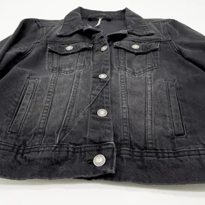 Free People Women Denim Jacket XS Black Grunge‎ Indie Rock Trucker Western Urban thumbnail 9