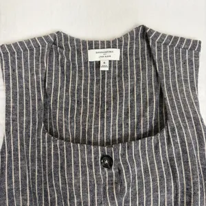 Banana Republic Linen-Blend Button Midi Dress Women's 6 Gray Pinstripe Chic Work thumbnail 3