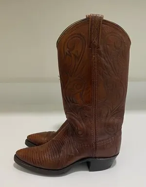 Vintage Dan Post Exotic Lizard Cowboy‎ Boots Brown Size 6.5 thumbnail 1