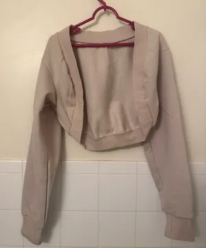 & Other Stories Cream/Tan cropped bolero jacket with long sleeves thumbnail 1