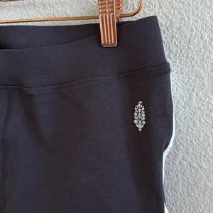 Free People Movement Black Duet Shorts Black White Stretchy M/L thumbnail 2