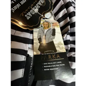 Gameday Couture Parka Jacket Texas A&M‎ Women Black White Stripe NWT Size M thumbnail 3