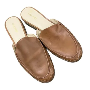 Nine West Juanita Brown Leather Braided Slip On Flat Mules‎ 10 thumbnail 1