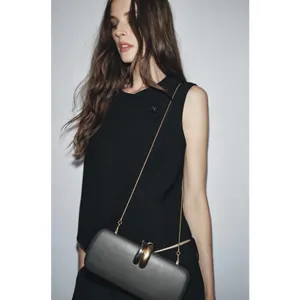 Zara Gray Gold Silver Rigid Clutch Purse‎ Crossbody Luxury Tik Tok thumbnail 9