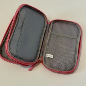 Pink Electronic Travel Storage Bag Two Zip Pockets Cords Chargers Organizer thumbnail 3