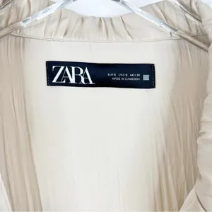 ZARA‎ Satin Crinkle Lightweight Blazer Women's Size S Cream Quiet Luxury thumbnail 6