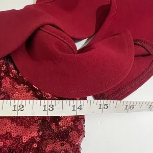 NaaNaa Burgundy Sequin Ruffle Off Shoulder Bodycon Mini Dress Size 10 thumbnail 7