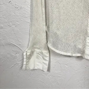 Free People White Crochet Long Sleeve Blouse Womens S Festival Boho Sheer Beachy thumbnail 3