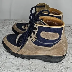 Vasque cowhide VINTAGE Skywalk suede leather gore-tex hiking tan blue boots sz 8 thumbnail 6