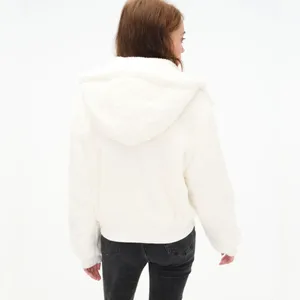 NWT Aeropostale White Size Large Faux Fur Hooded Jacket thumbnail 5