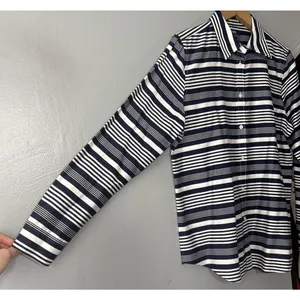 Chaps No Iron Button Up Shirt Size L Blue White Striped Preppy Business Casual thumbnail 3