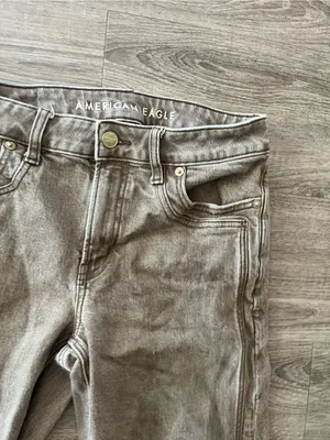 American Eagle Stovepipe Jeans Womens 2 Brown Taupe High Rise Straight Stretch thumbnail 5