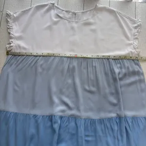 SHEIN Blue White Color Block Dress Size 14 XXL Ruffle Hem thumbnail 6