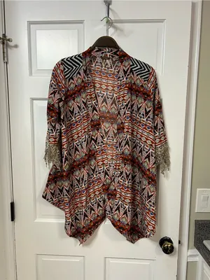 gimmicks by BKE Rust Multi Aztec Open-Front Kimono thumbnail 4