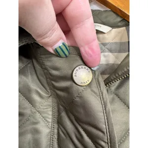 Burberry Brit Belted Quilted Green Jacket‎ with Nova Check Lining Size Xsmall thumbnail 4
