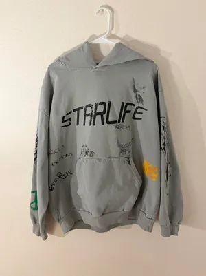Grey and black starlife graphic hoodie thumbnail 1