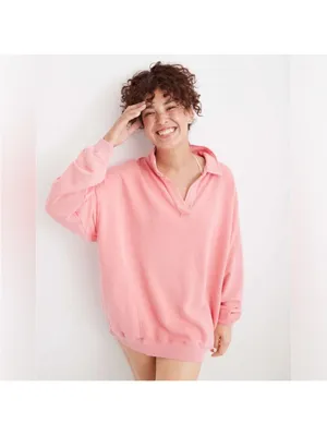 Aerie Happy Henley Everyday Polo Oversized Sweatshirt thumbnail 8