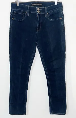 Express MidRise dark wash double button cropped legging jeans thumbnail 1