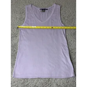 Ralph Lauren Sport Womens Purple V Neck Tank Top Cotton Lyocell Size L thumbnail 3
