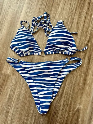 striped blue bikini thumbnail 1