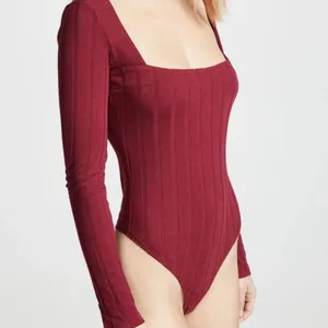 Free People Intimately Wine Red Long‎ Sleeve Beside Me Ribbed Thong Bodysuit S thumbnail 5