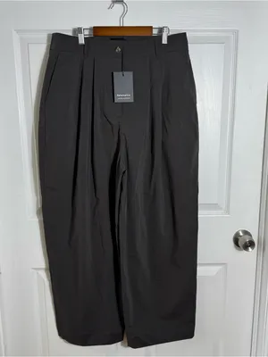 NWT Reformation Danielle Pants (Morel) Brown-Gray Size 8 Petite Baggy Wide Leg‎ thumbnail 2