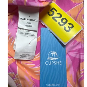 CUPSHE Pink Orange Palm Leaf Ruffle Bikini‎ Swimsuit Set Size L thumbnail 3