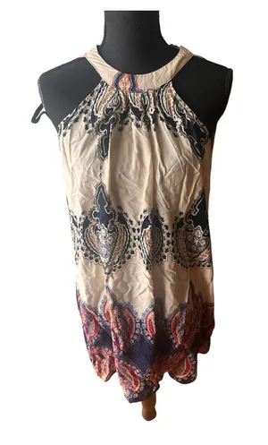 Earthbound Trading Paisley Halter Sundress Flowy Mini Dress Size S thumbnail 1