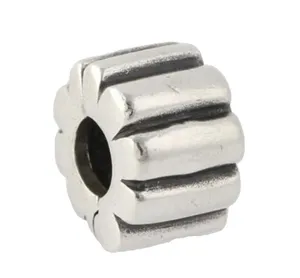 Authentic Pandora Ribbed Clip Silver Bead Charm thumbnail 1
