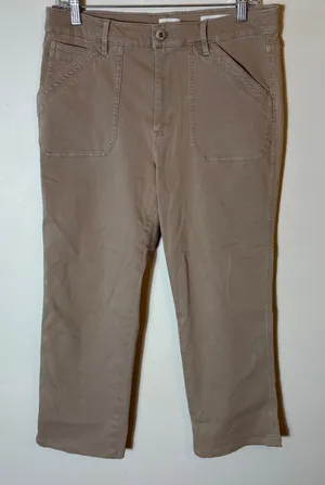 J. Jill Denim High-Rise Straight-Leg Ankle Pants‎ Size 10 Taupe Beige Utility thumbnail 1